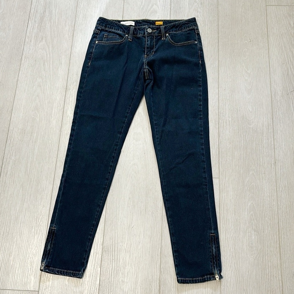 Pilcro & The Letterpress Straight Low Rise Blue Jeans with‎ zipper on hems Sz 28